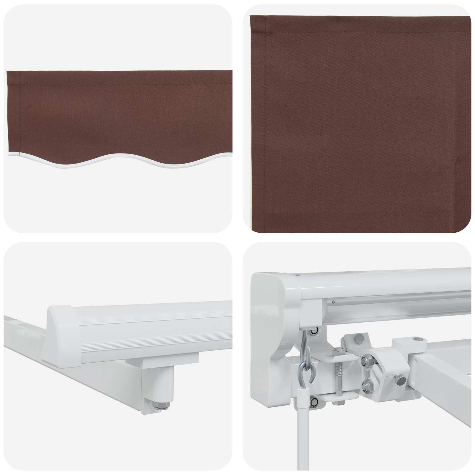 Cornice per Tenda Manuale con LED Marrone e bianco 4 × 3,5 m | homemem39