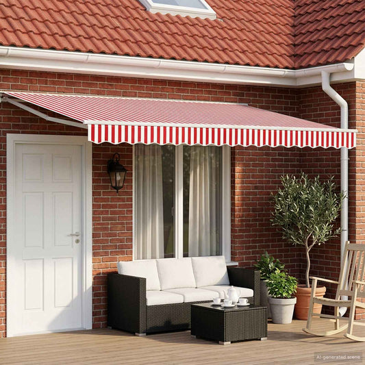 Cornice per Tenda Manuale con LED Rosso e Bianco 4 × 3,5 m | homemem39