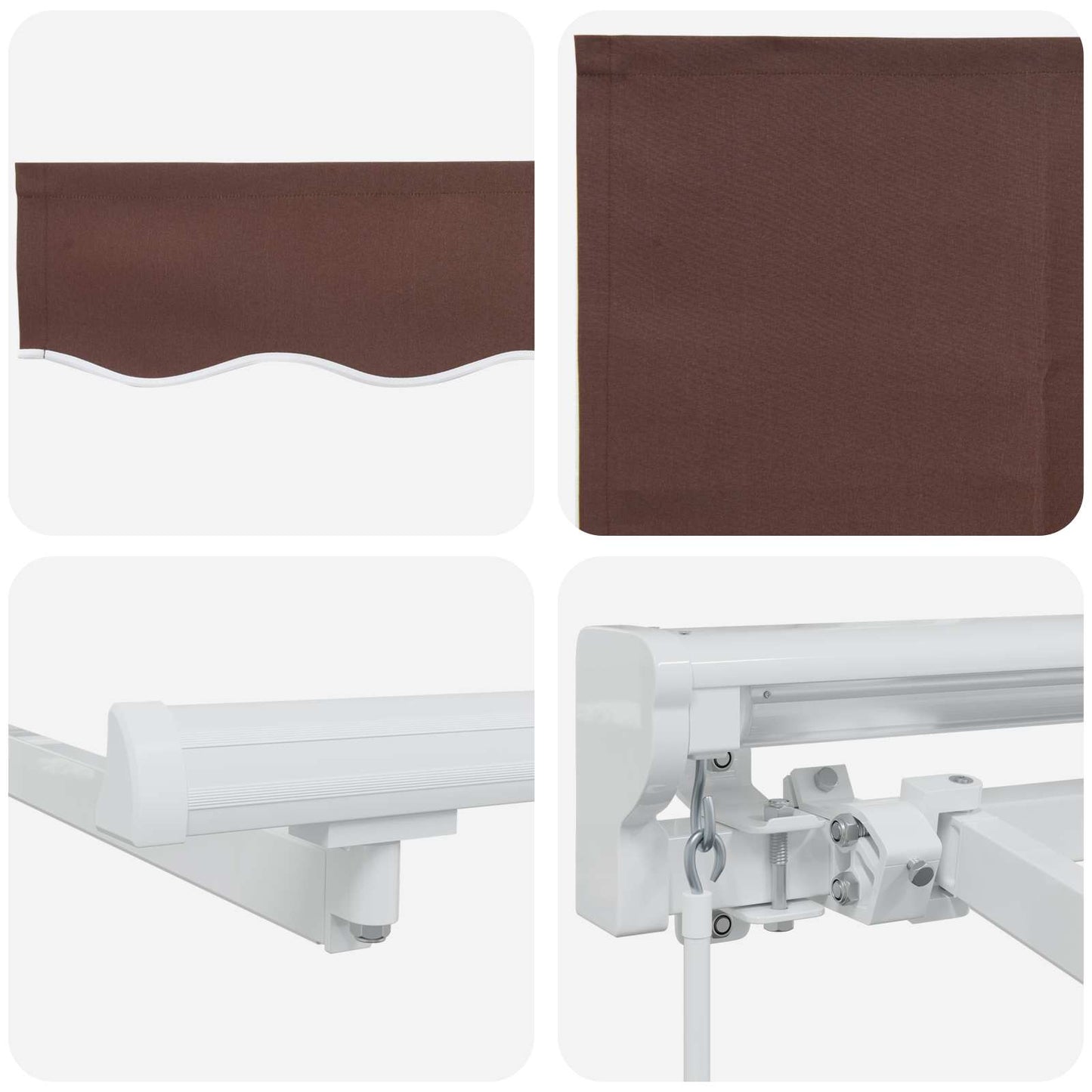 Cornice per Tenda Manuale con LED Marrone e bianco 4,5 × 3 m | homemem39