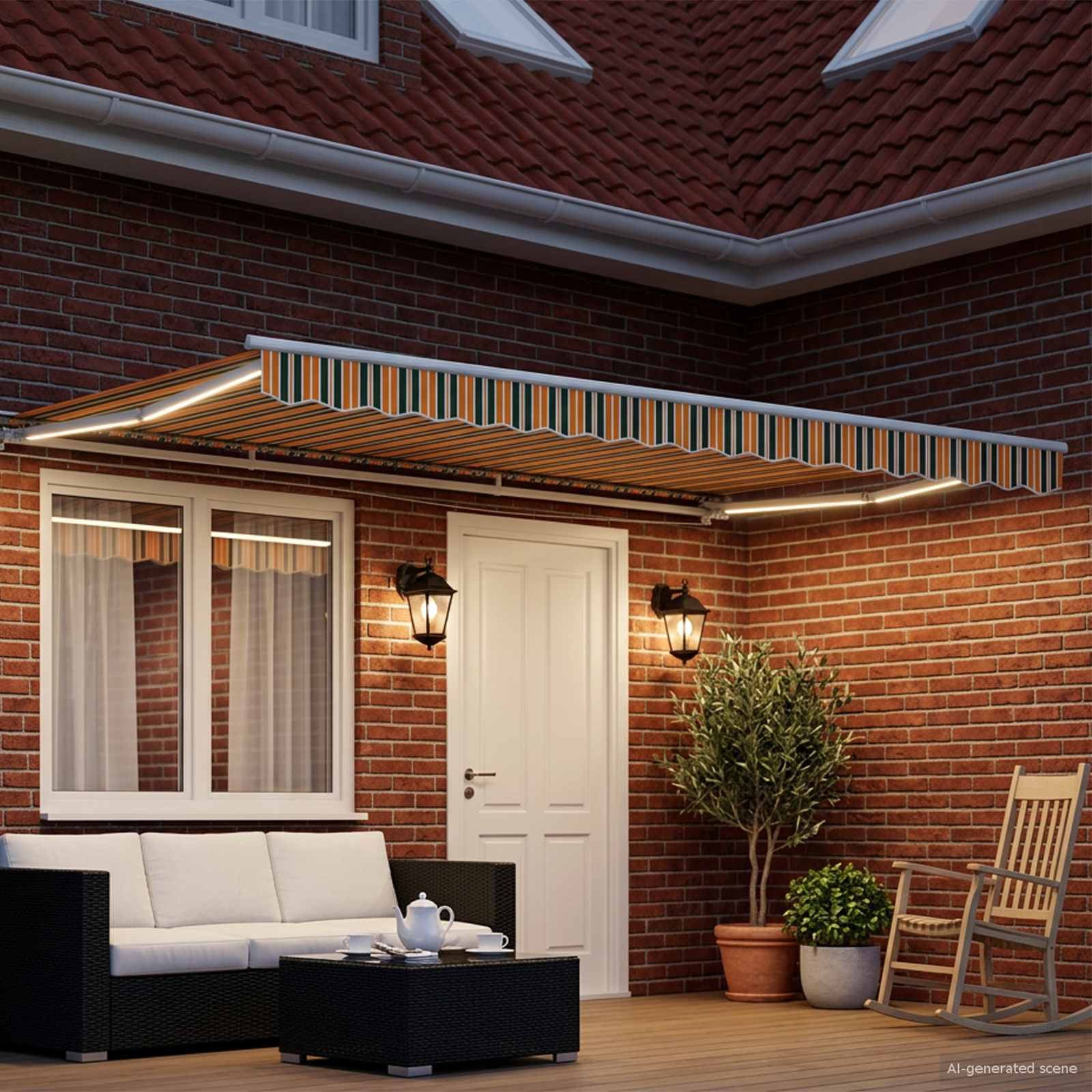 Cornice per Tenda Manuale con LED 4,5 × 3,5 m | homemem39