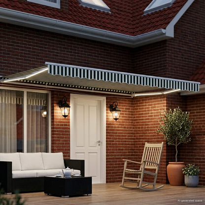 Cornice per Tenda Manuale con LED Verde e Bianco 4,5 × 3,5 m | homemem39