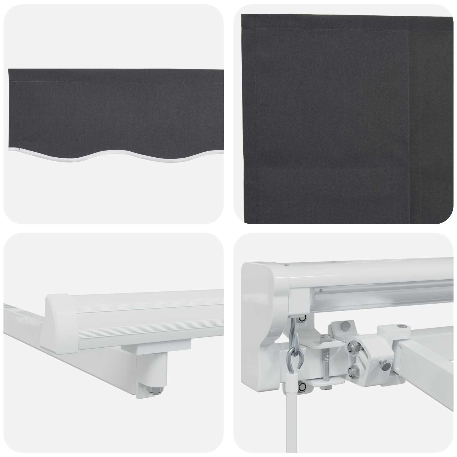 Cornice per Tenda Manuale con LED Bianco e Antracite 5 × 3,5 m | homemem39