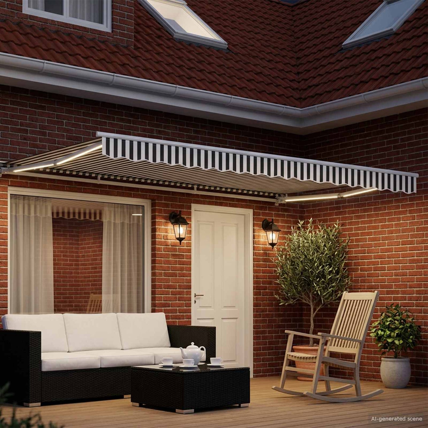 Cornice per Tenda Manuale con LED Antracite e Bianco 5 × 3,5 m | homemem39