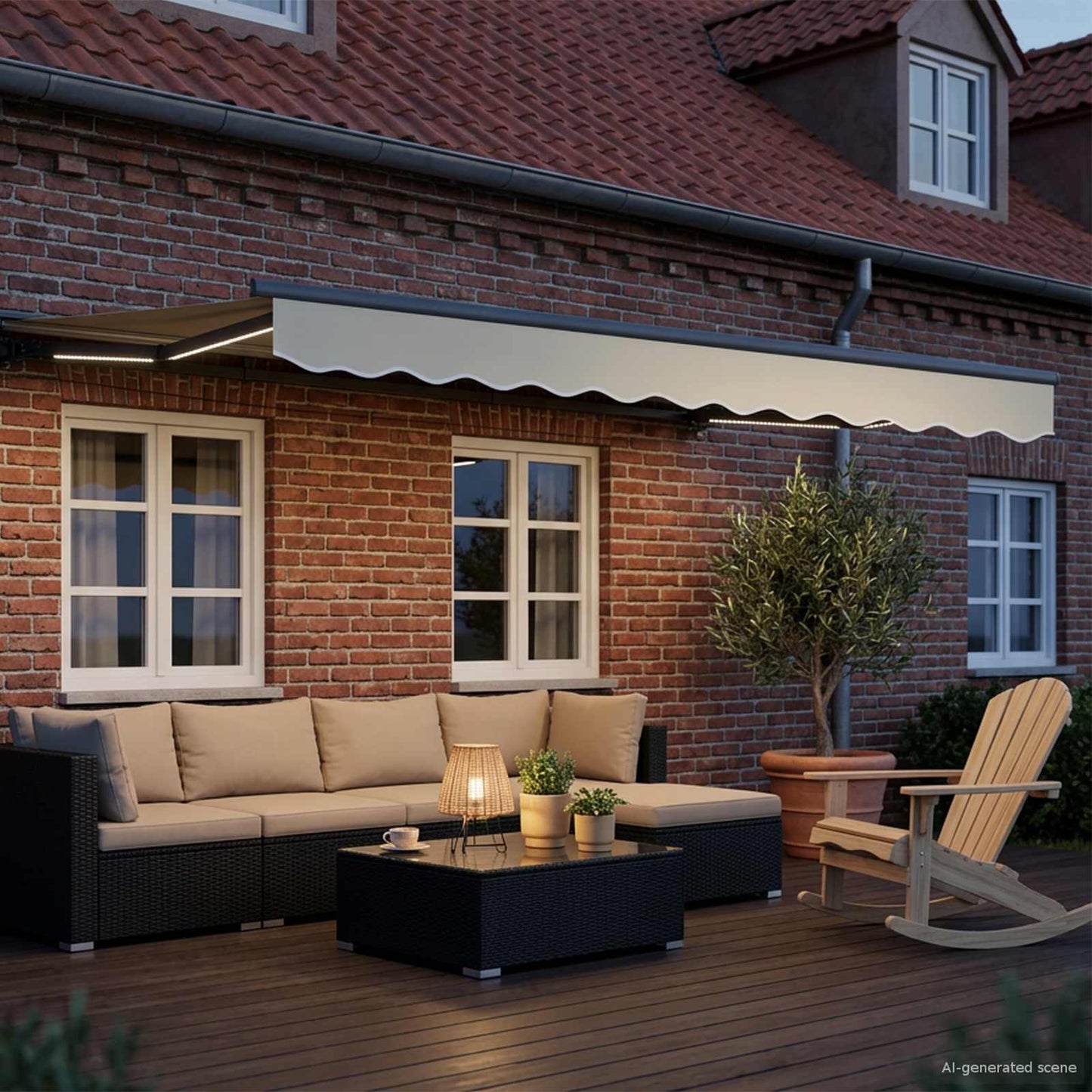 Cornice per Tenda Manuale con LED Crema e Antracite 2,5 x 2 m | homemem39