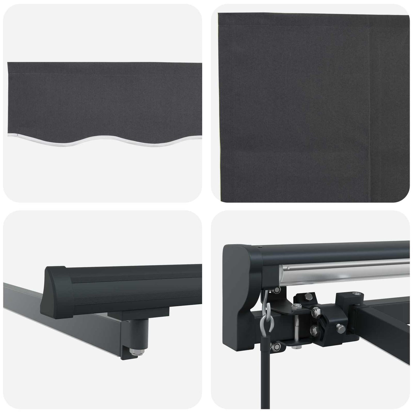 Cornice per Tenda Manuale con LED Antracite 2,5 x 2 m | homemem39