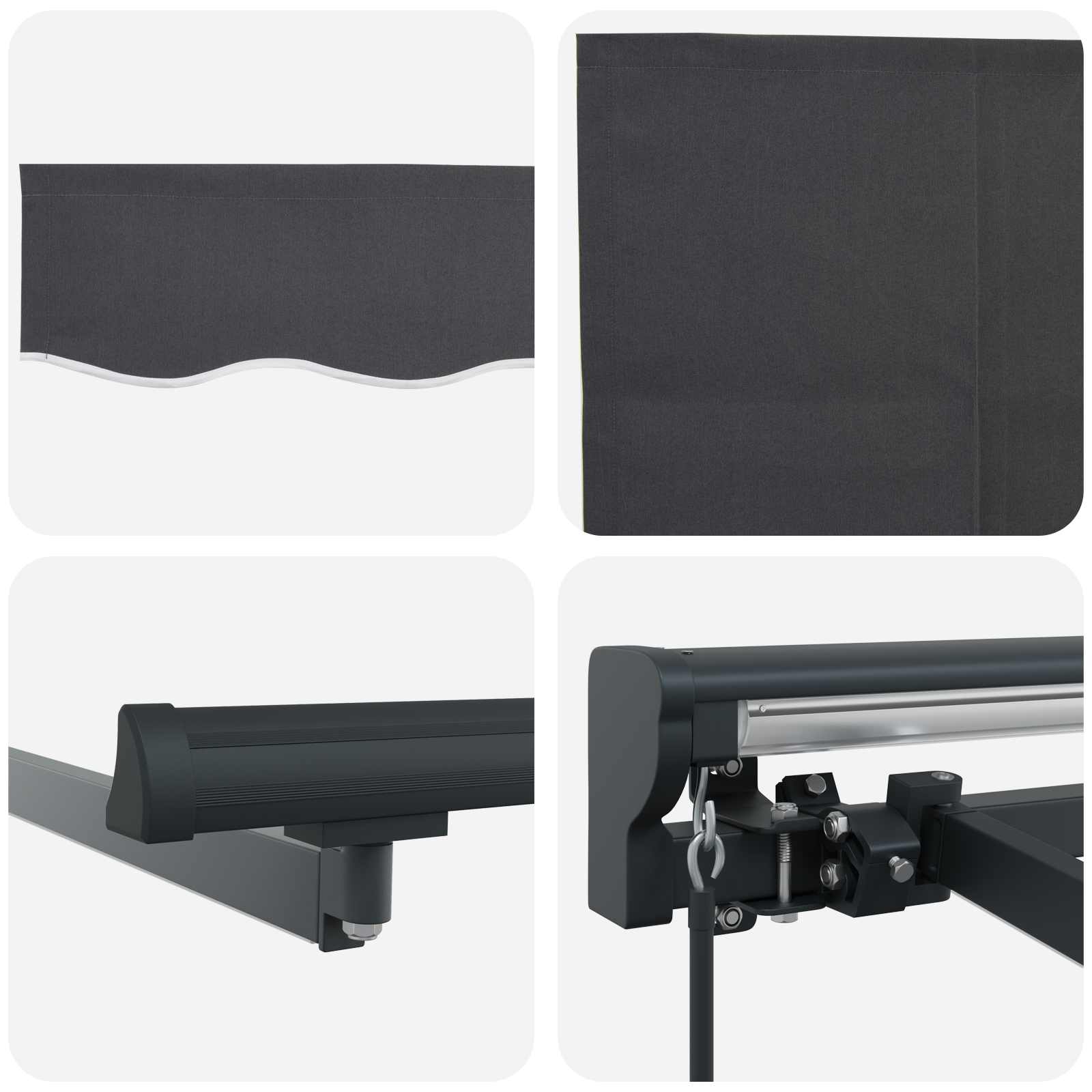 Cornice per Tenda Manuale con LED Antracite 2,5 x 2 m | homemem39