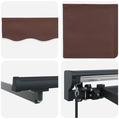 Cornice per Tenda Manuale con LED Marrone e Antracite 2,5 x 2 m | homemem39