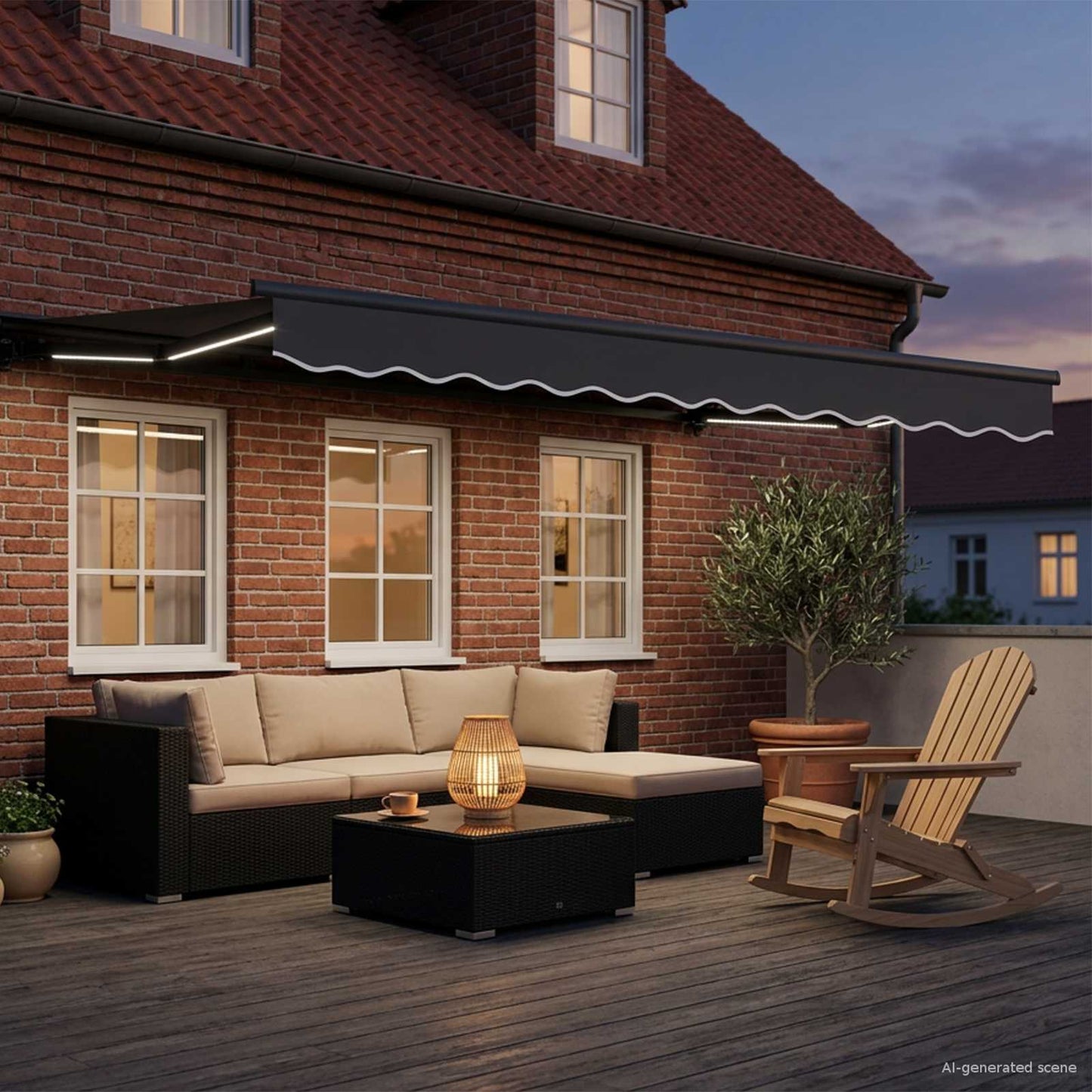 Cornice per Tenda Manuale con LED Antracite 3 x 2 m | homemem39