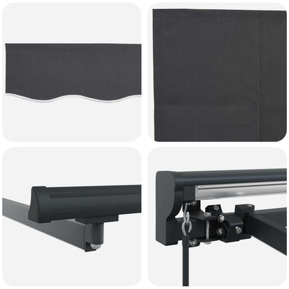 Cornice per Tenda Manuale con LED Antracite 3,5 x 2 m | homemem39