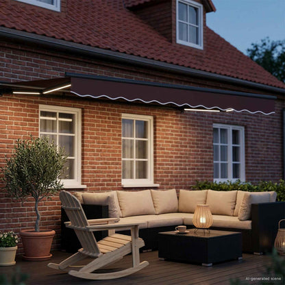 Cornice per Tenda Manuale con LED Marrone e Antracite 3,5 x 2 m | homemem39