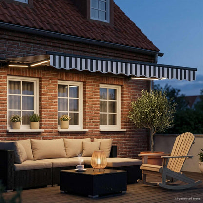 Cornice per Tenda Manuale con LED Antracite e Bianco 3,5 x 2 m | homemem39