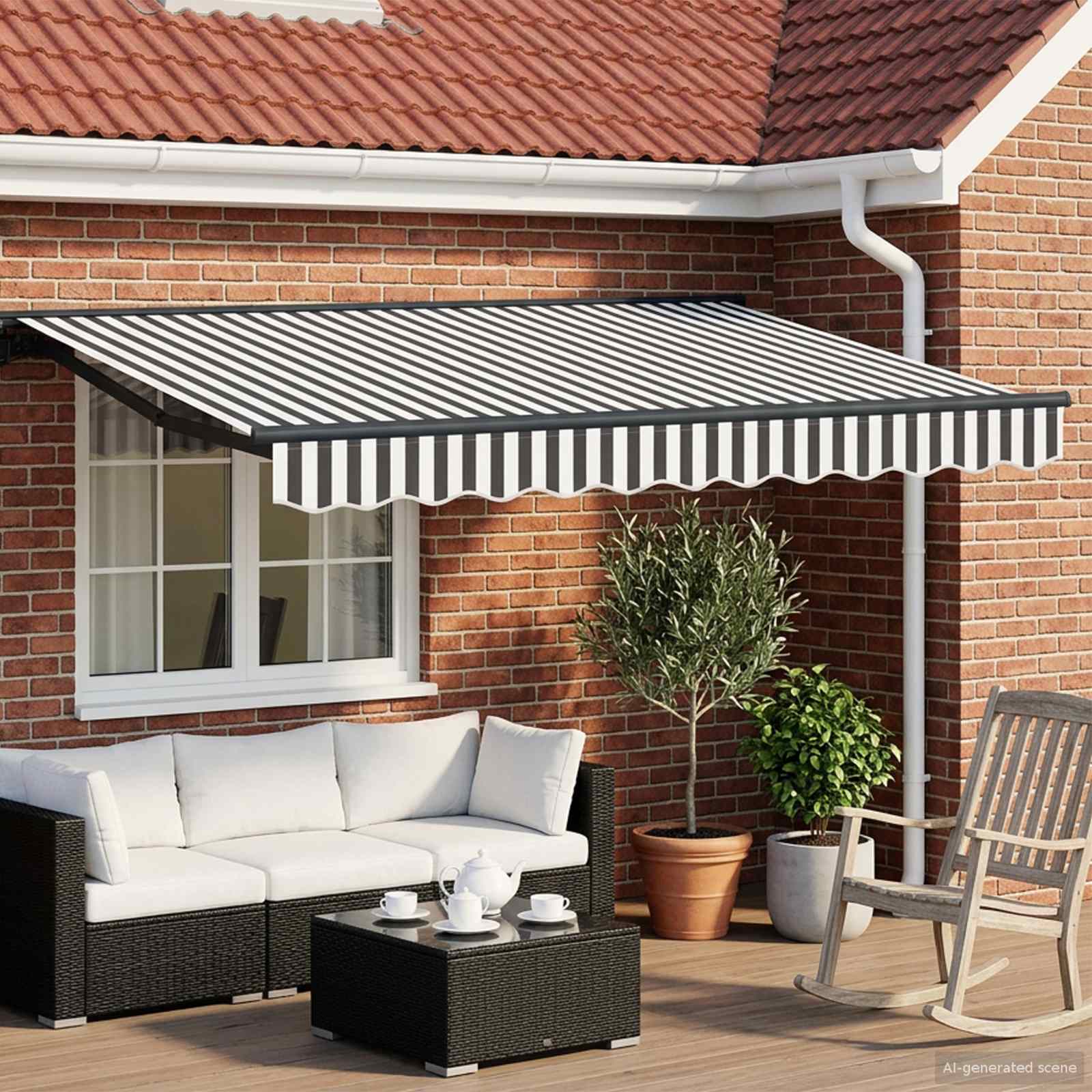 Cornice per Tenda Manuale con LED Antracite e Bianco 3 x 2,5 m | homemem39