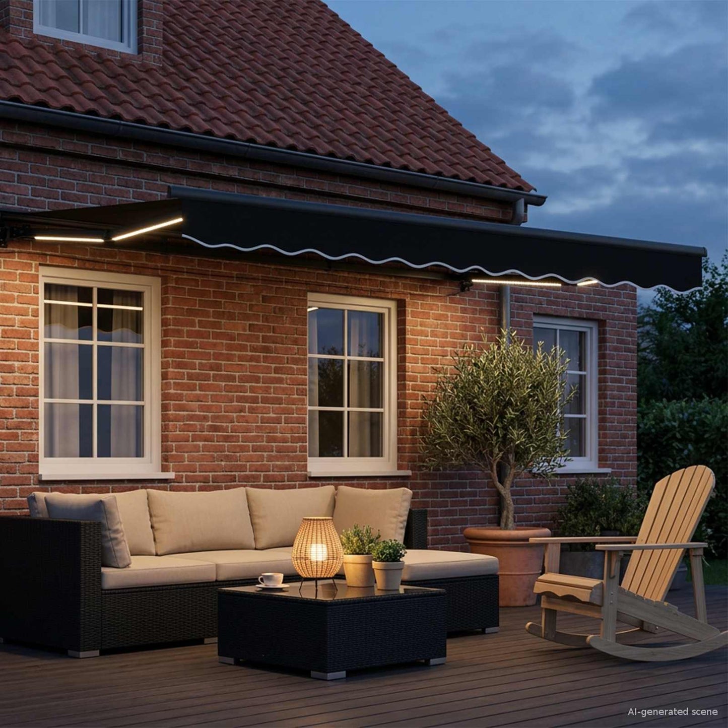 Cornice per Tenda Manuale con LED Nero e antracite 3 x 2,5 m | homemem39