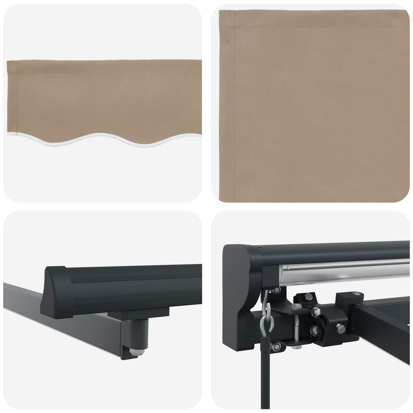 Cornice per Tenda Manuale con LED Beige e Antracite 3 x 2,5 m | homemem39