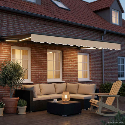 Cornice per Tenda Manuale con LED Beige e Antracite 3 x 2,5 m | homemem39