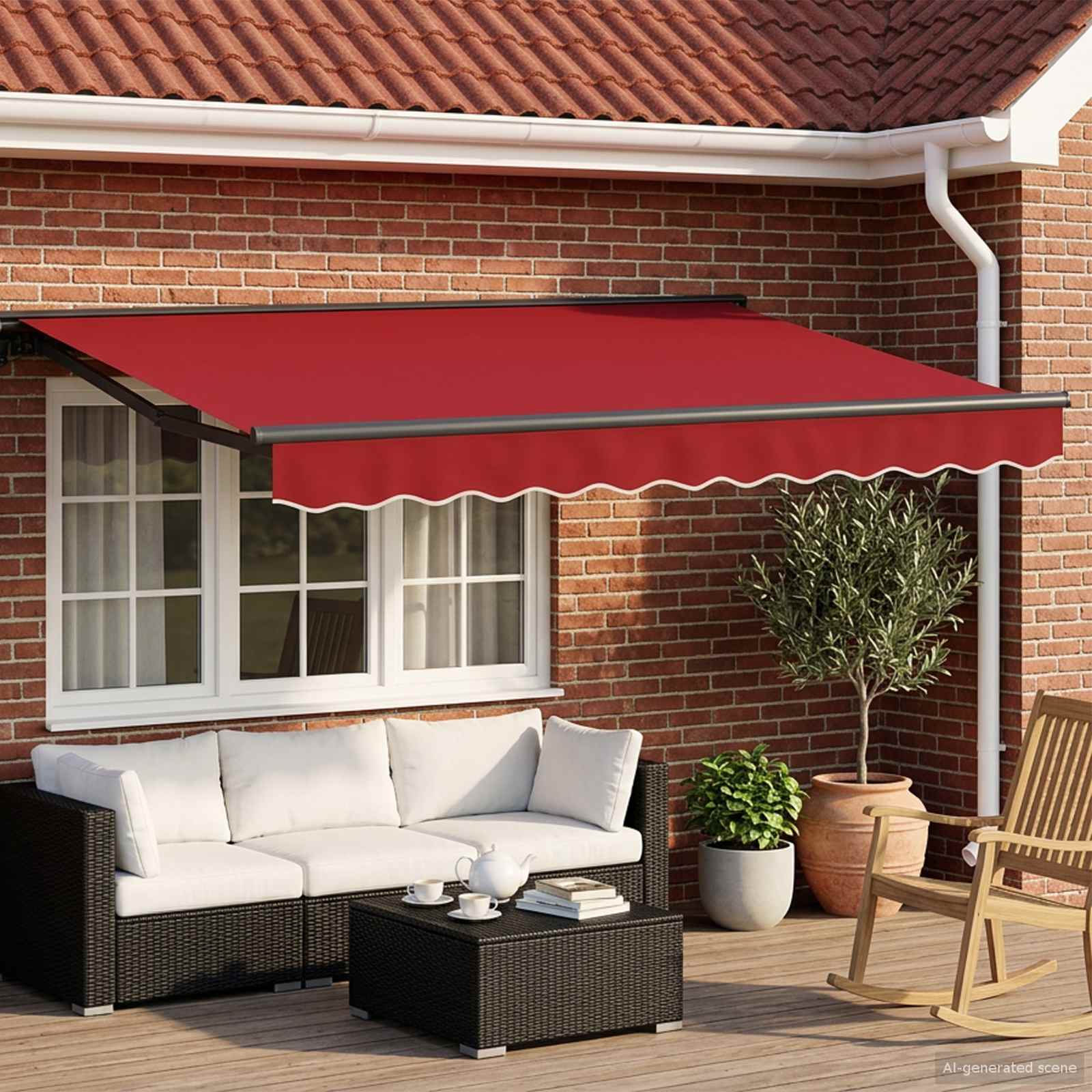 Cornice per Tenda Manuale con LED Rosso e Antracite 3 x 2,5 m | homemem39