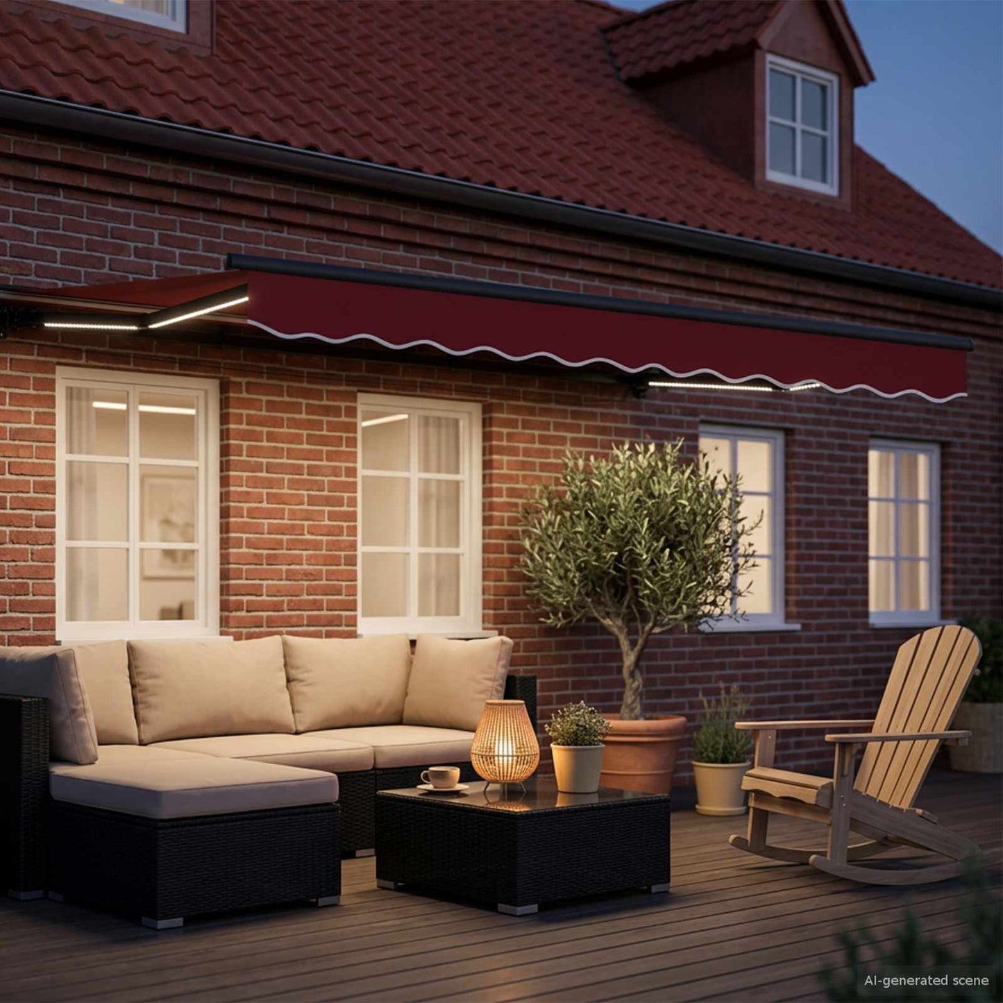 Cornice per Tenda Manuale con LED Rosso e Antracite 3,5 x 2,5 m | homemem39