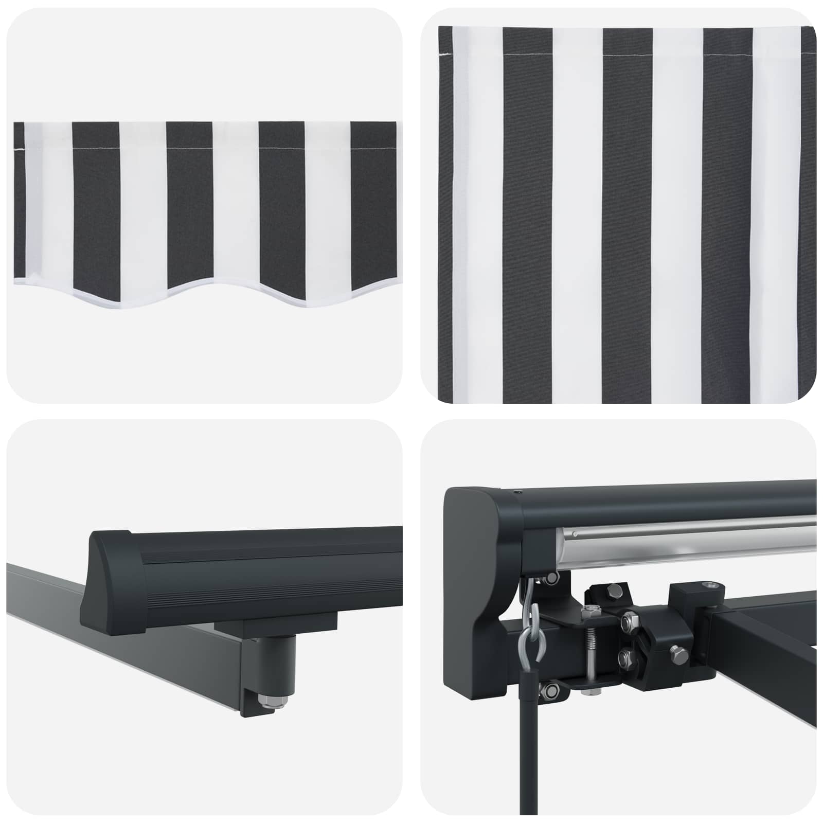 Cornice per Tenda Manuale con LED Antracite e Bianco 4 × 3 m | homemem39