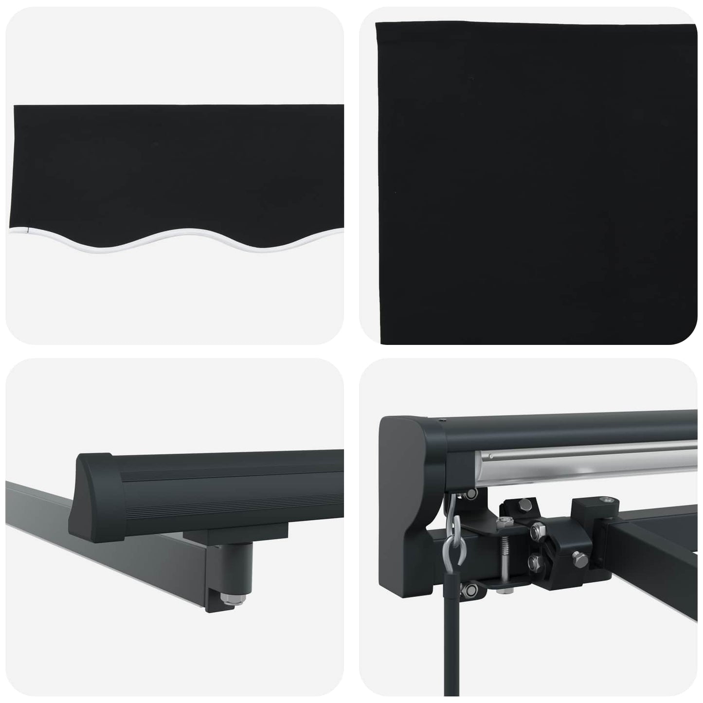Cornice per Tenda Manuale con LED Nero e antracite 4 × 3 m | homemem39