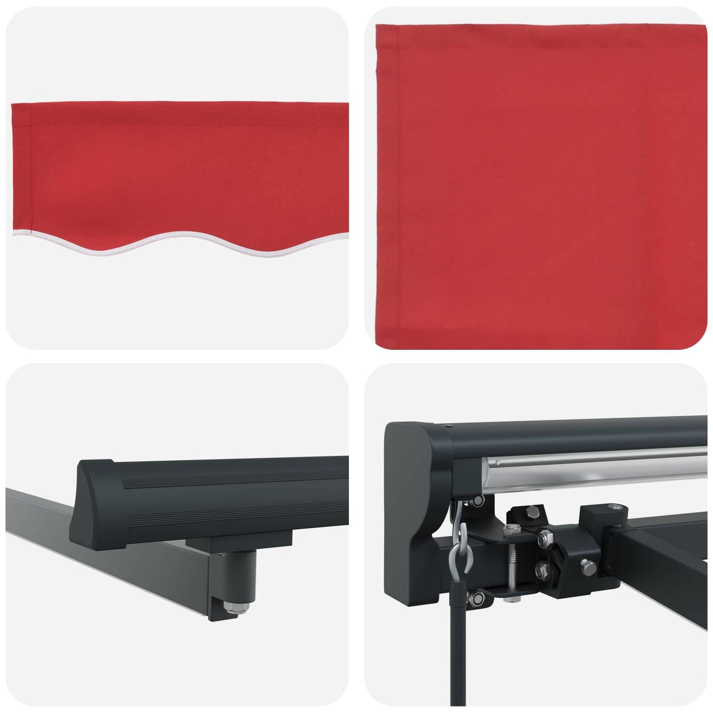 Cornice per Tenda Manuale con LED Rosso e Antracite 4 × 3 m | homemem39
