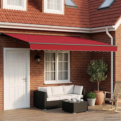 Cornice per Tenda Manuale con LED Rosso e Antracite 4 × 3 m | homemem39