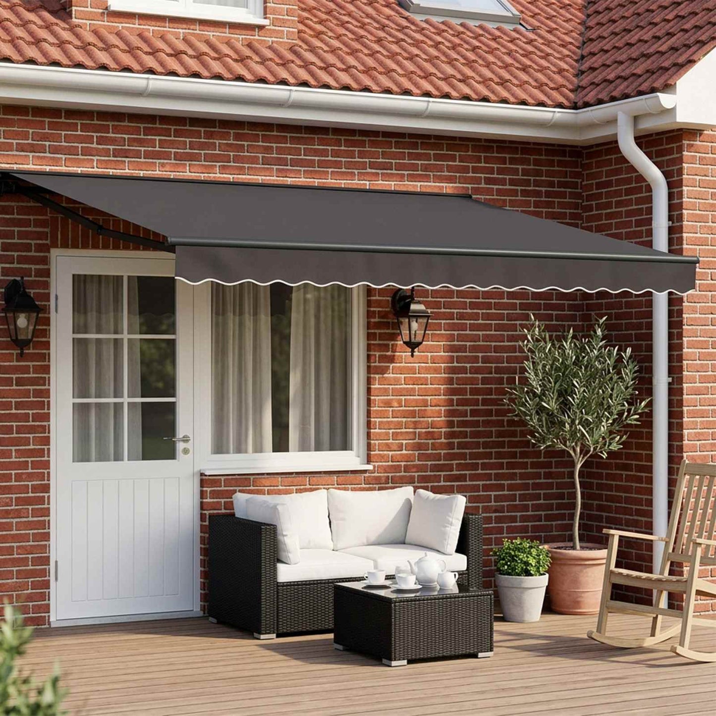 Cornice per Tenda Manuale con LED Antracite 4,5 × 3 m