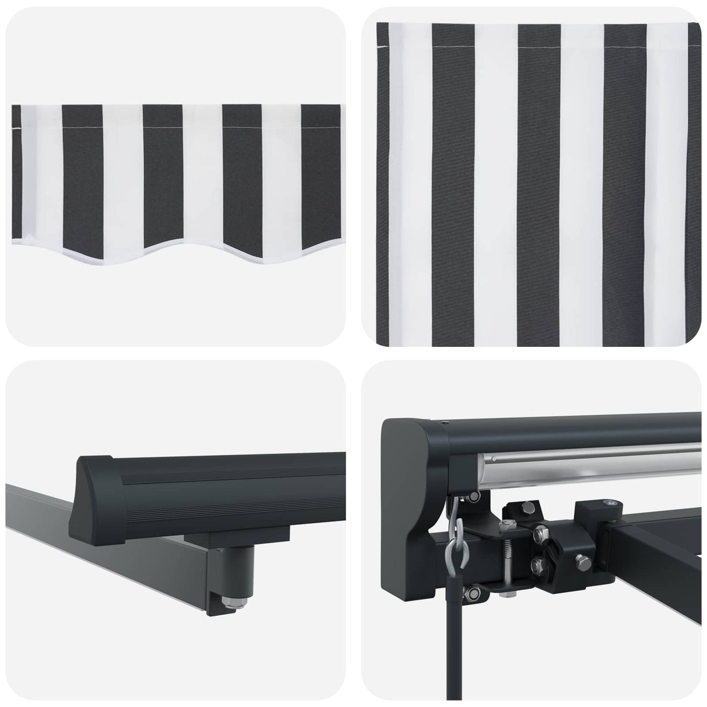 Cornice per Tenda Manuale con LED Antracite e Bianco 5 × 3,5 m