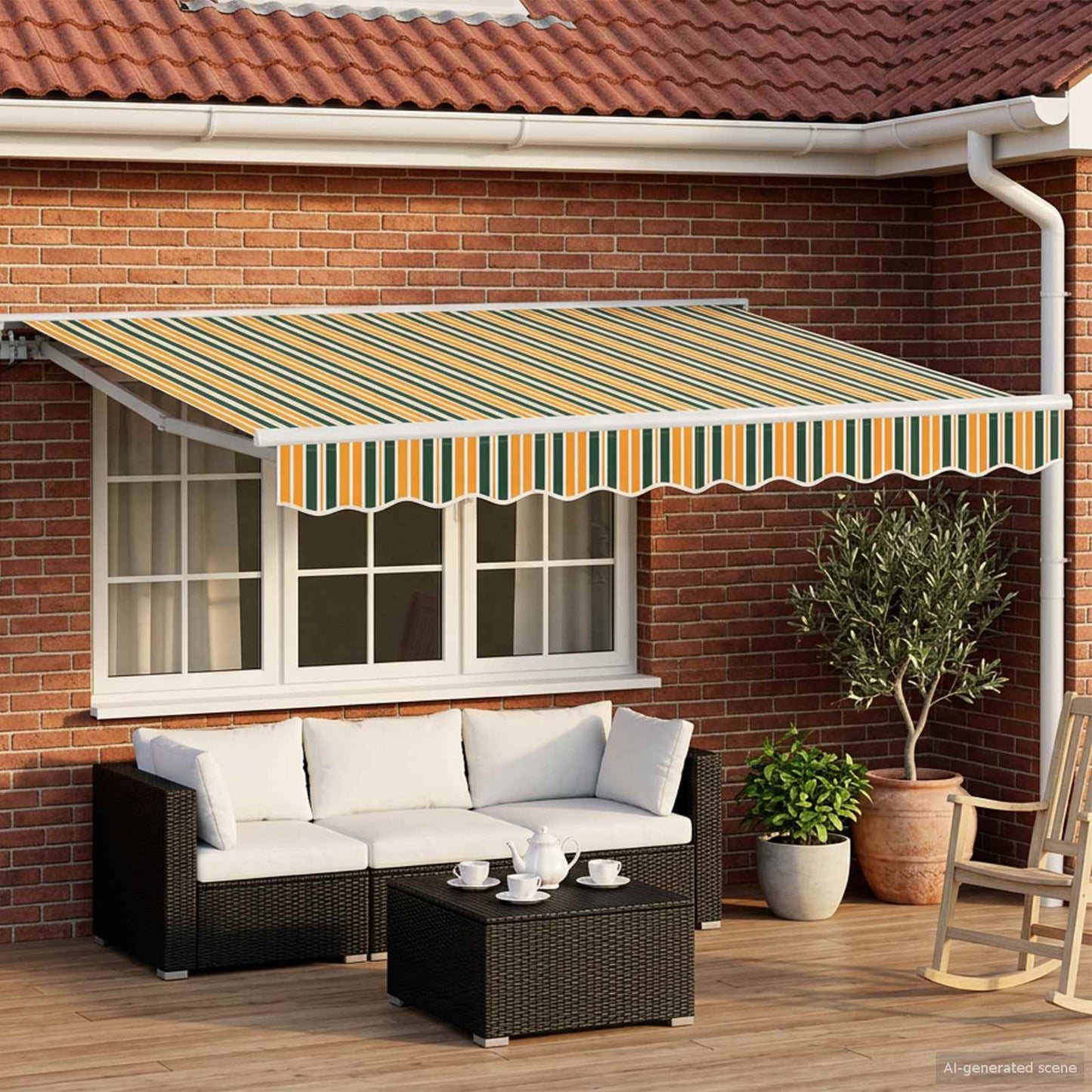 Tettuccio Elettrico Retrattile Verde e Giallo 3 x 2,5 m | homemem39