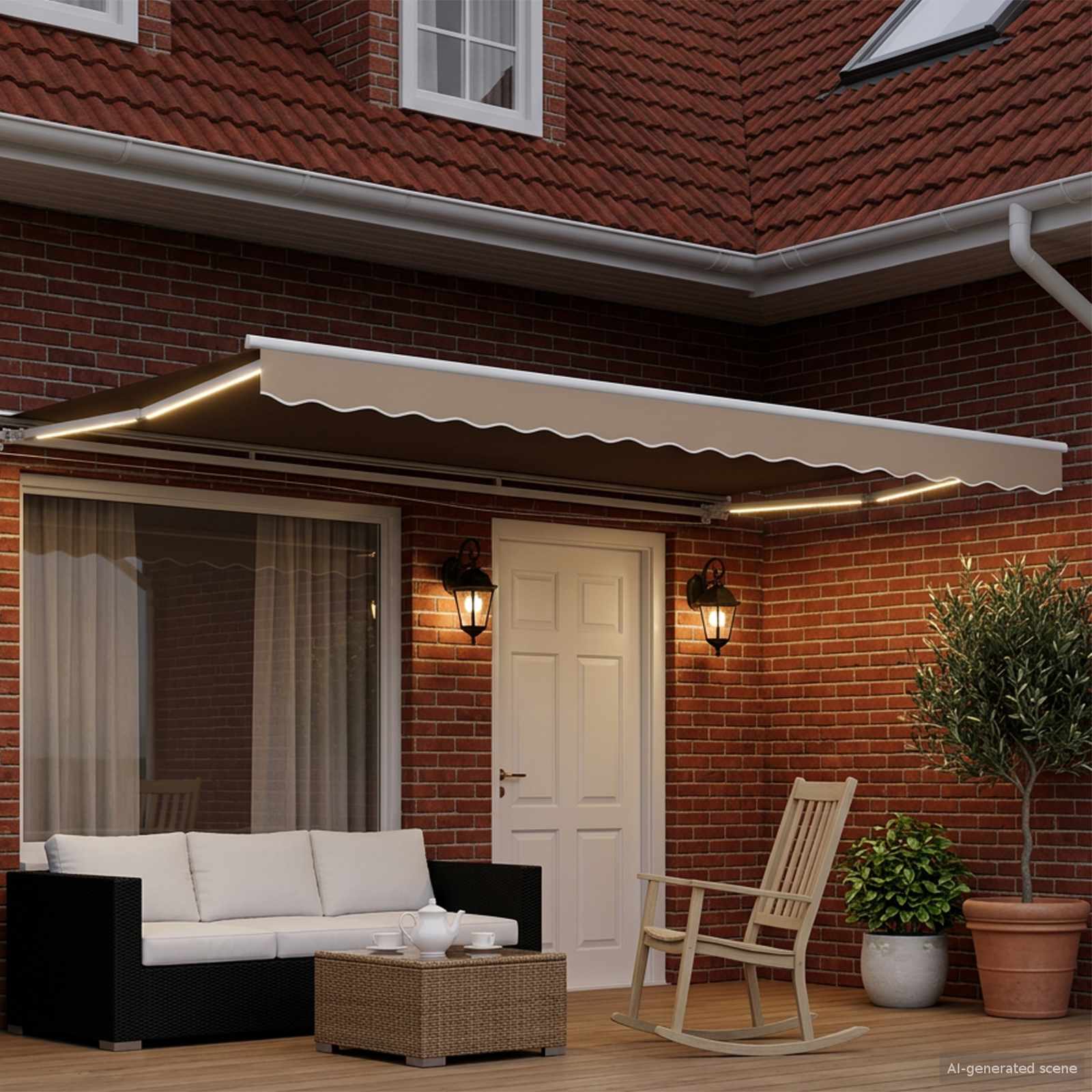 Tettuccio Elettrico Retrattile Beige e Bianco 4 × 3,5 m | homemem39