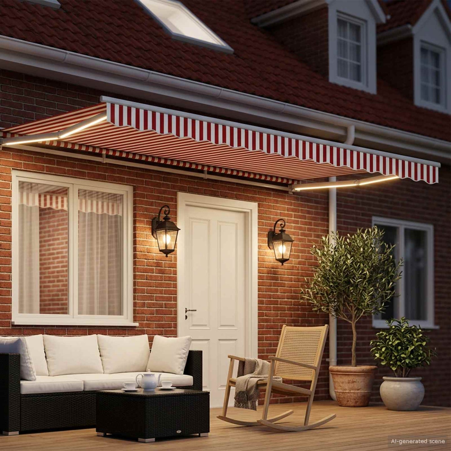 Tettuccio Elettrico Retrattile Rosso e Bianco 4,5 × 3 m | homemem39