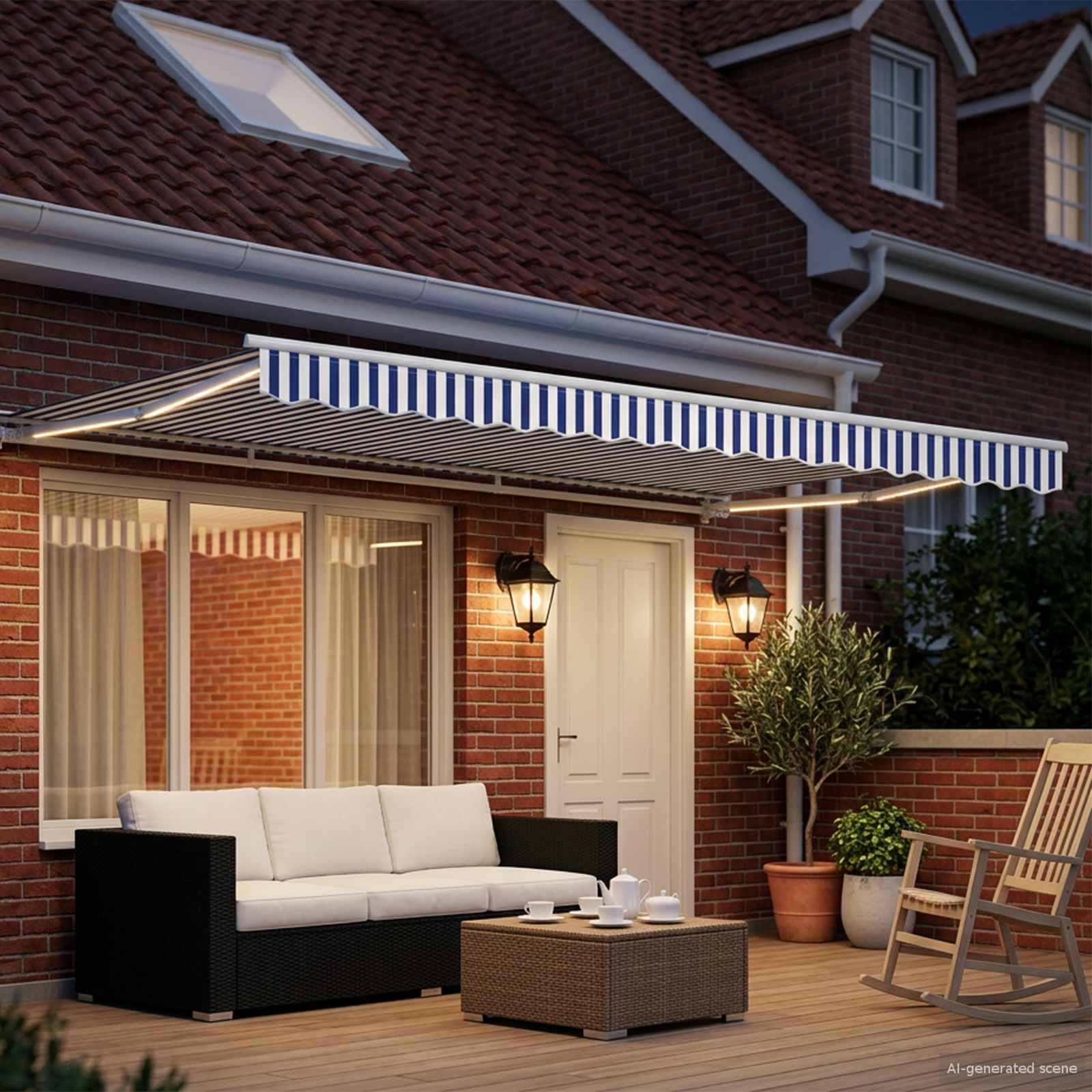 Tettuccio Elettrico Retrattile Blu e Bianco 4,5 × 3,5 m | homemem39