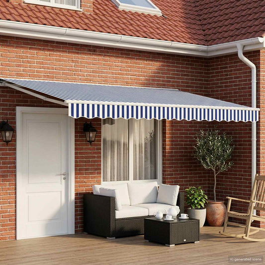 Tettuccio Elettrico Retrattile Blu e Bianco 5 x 3 m | homemem39