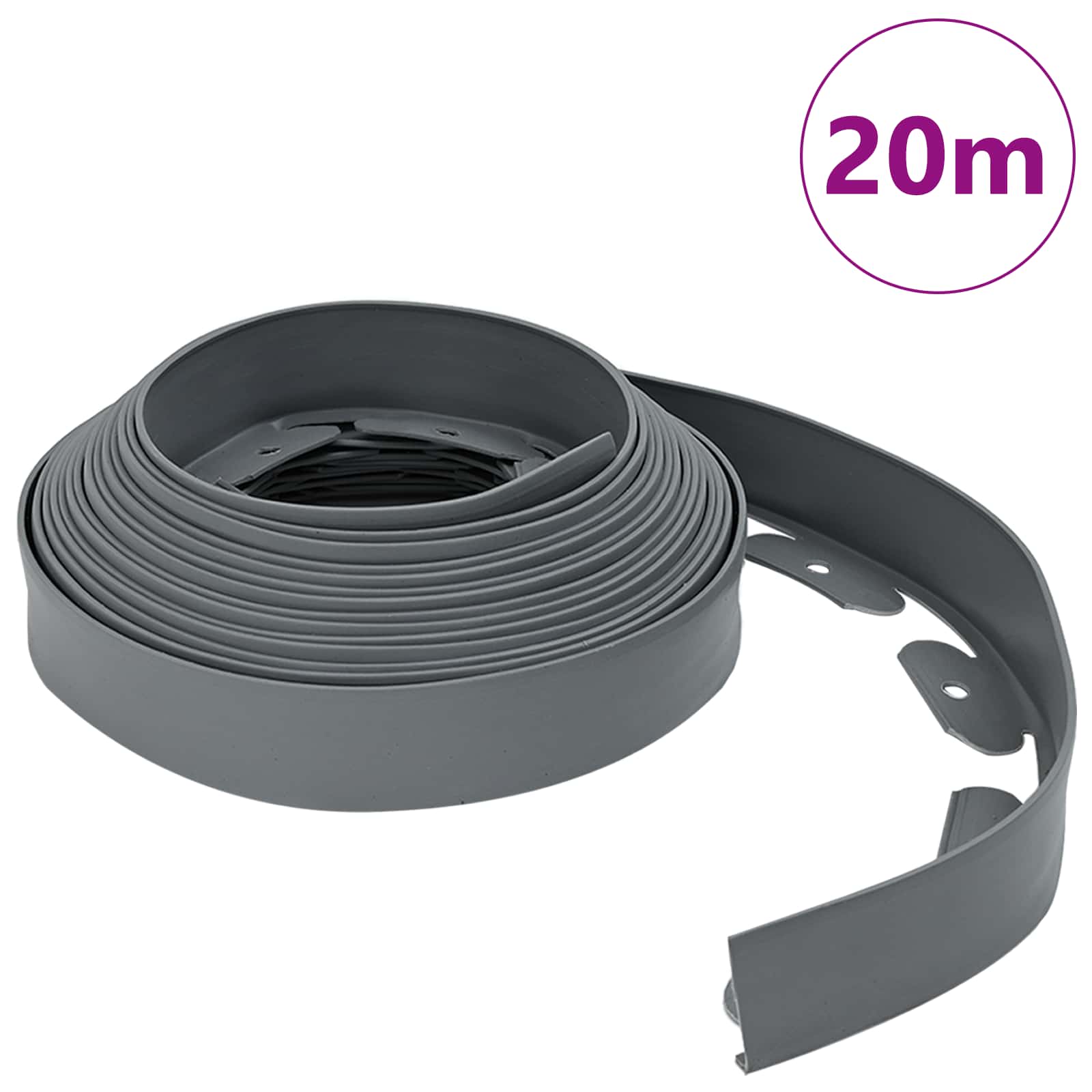 Bordure per prato Grigio 2000 x 4 x 5 cm Plastica | homemem39