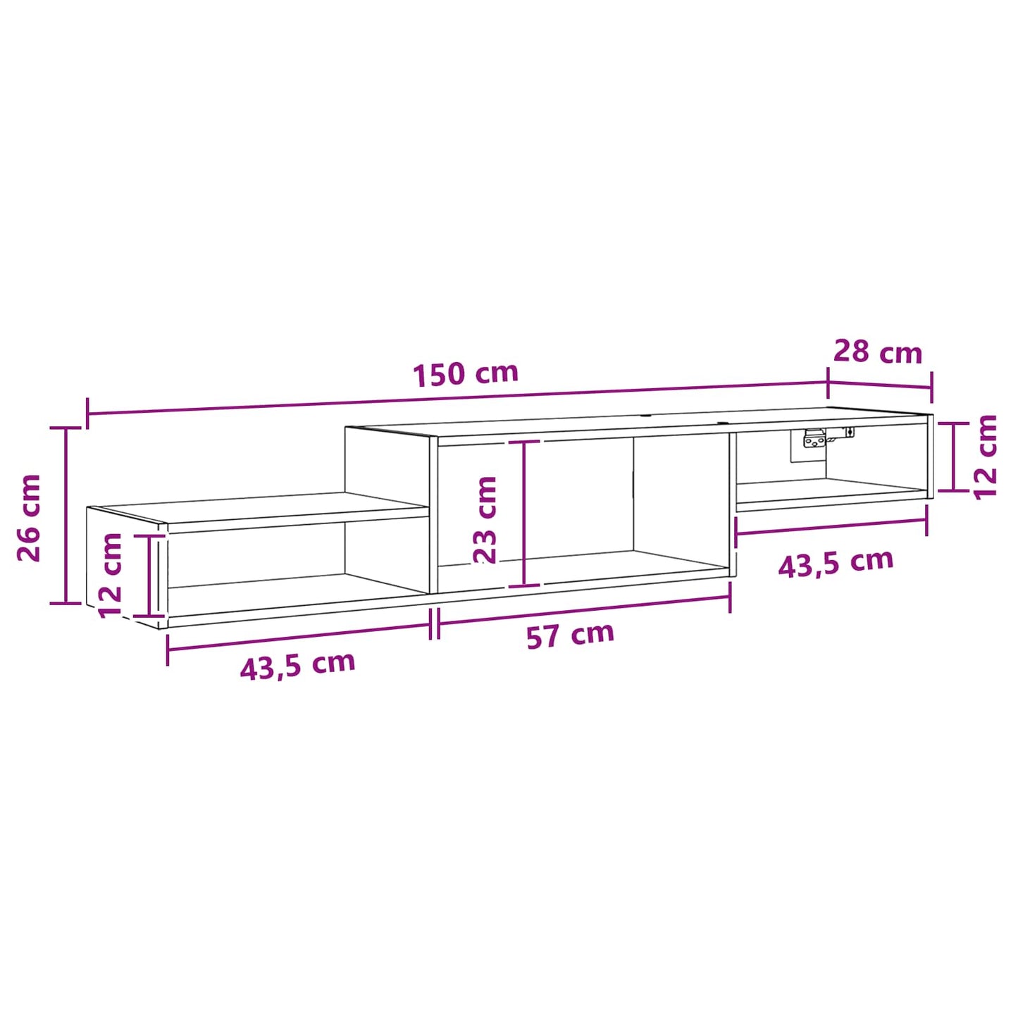 Mobile TV da Parete A parete Bianco 150 x 28 x 26 cm | homemem39
