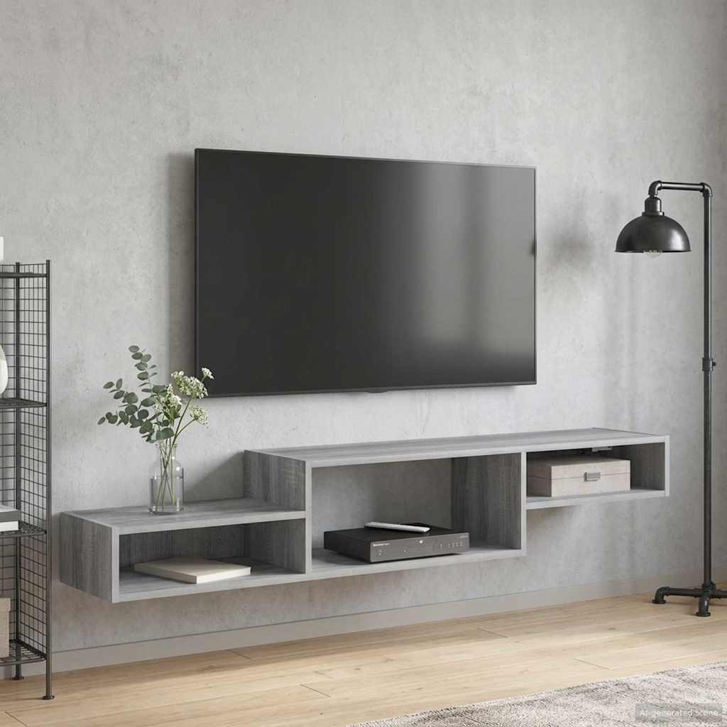 Mobile TV da Parete A parete Sonoma grigio 150 x 28 x 26 cm | homemem39