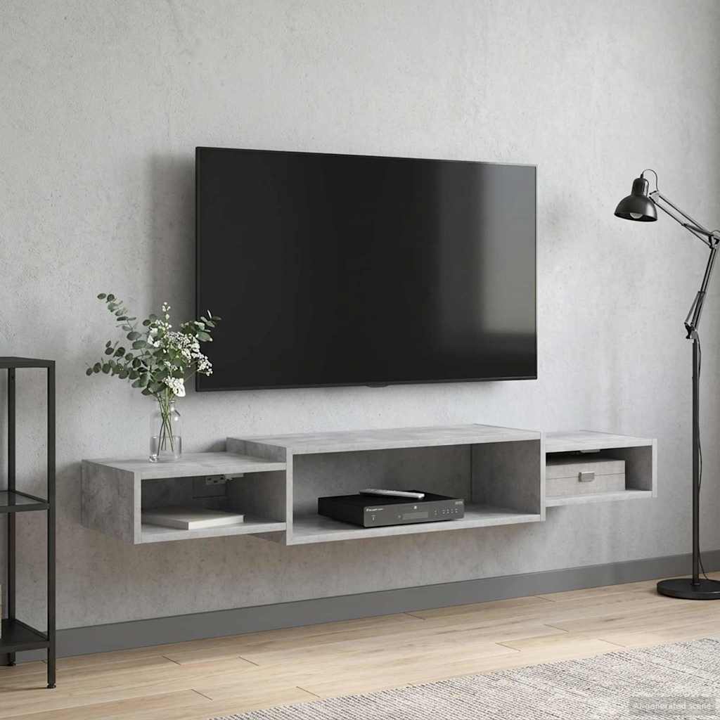 Mobile TV da Parete A parete Grigio Cemento 140 x 28 x 21 cm | homemem39