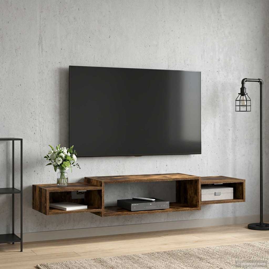 Mobile TV da Parete A parete Rovere Fumo 140 x 28 x 21 cm | homemem39