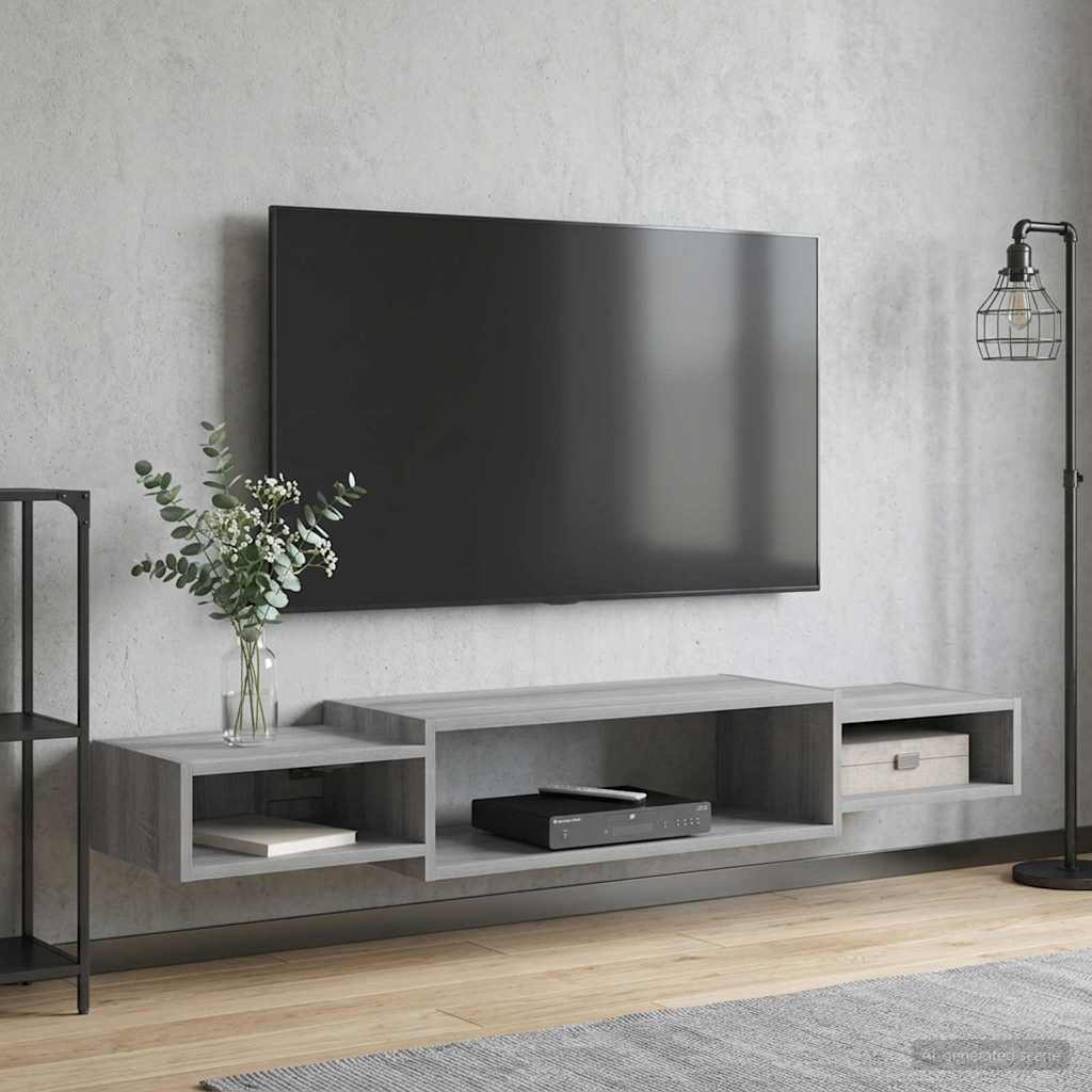 Mobile TV da Parete A parete Sonoma grigio 140 x 28 x 21 cm | homemem39