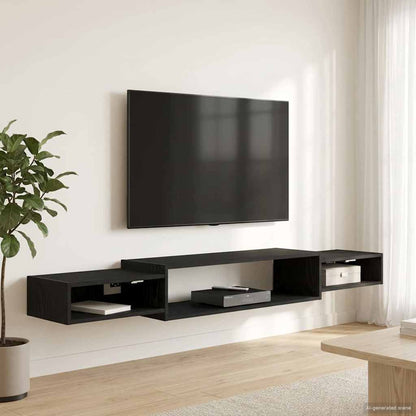 Mobile TV da Parete A parete Rovere Nero 180 x 28 x 21 cm | homemem39