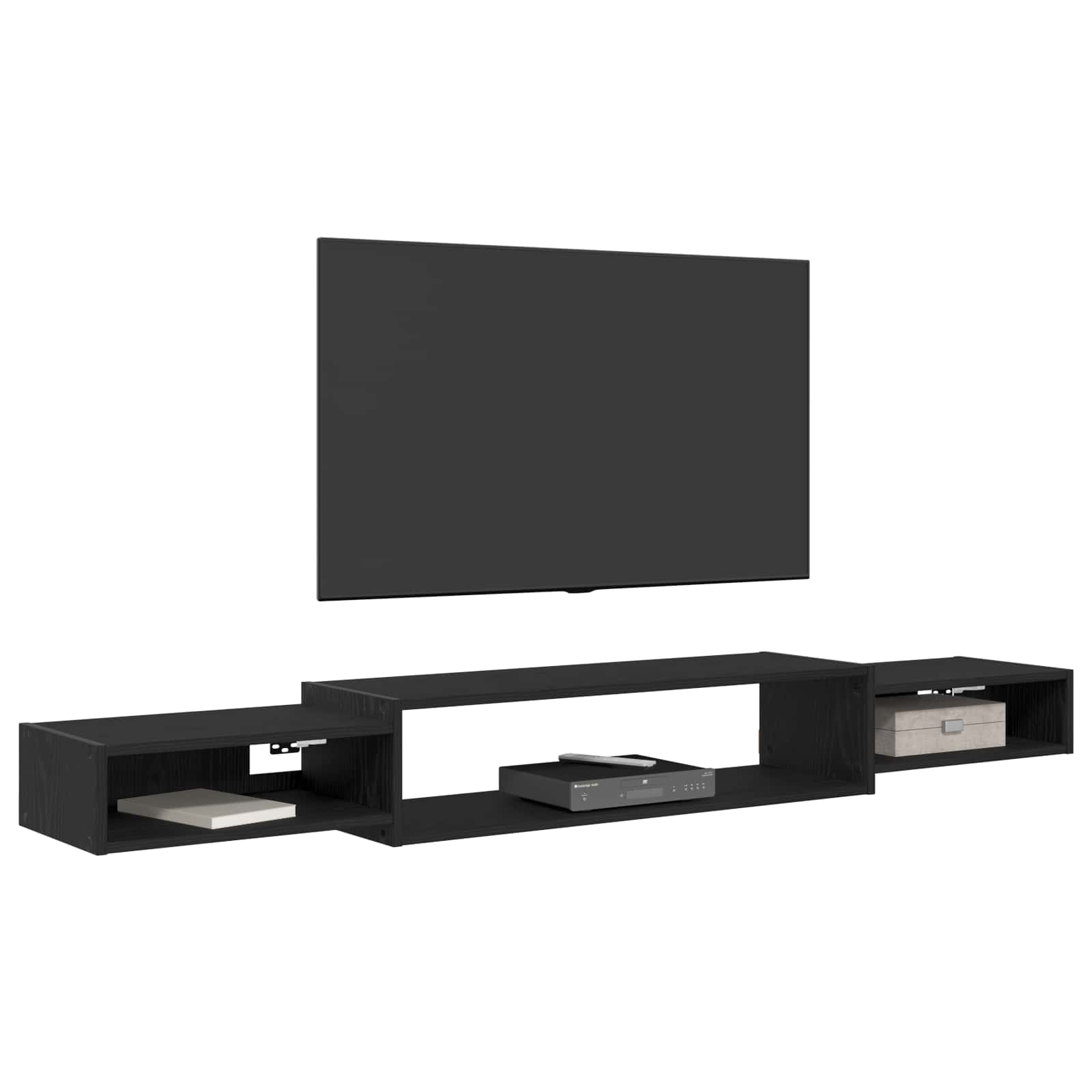 Mobile TV da Parete A parete Rovere Nero 180 x 28 x 21 cm | homemem39
