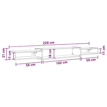 Mobile TV da Parete A parete Rovere Nero 220 x 28 x 21 cm | homemem39