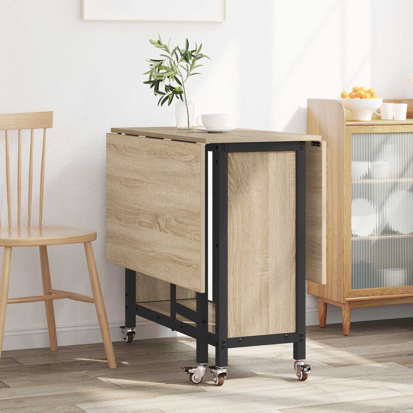 Tavolo da pranzo pieghevole con ruote 130 x 80 x 76,5 cm | homemem39