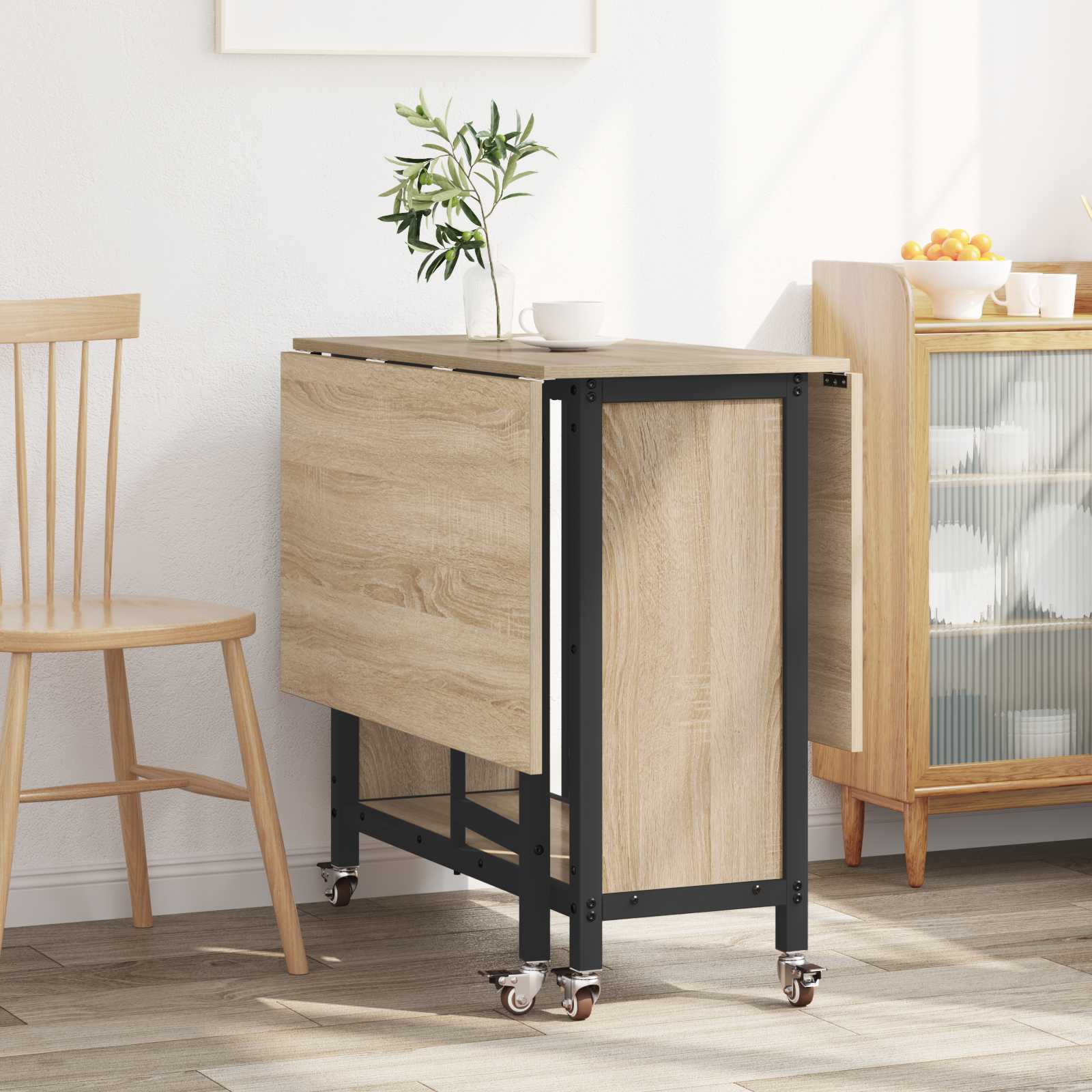 Tavolo da pranzo pieghevole con ruote 130 x 80 x 76,5 cm | homemem39