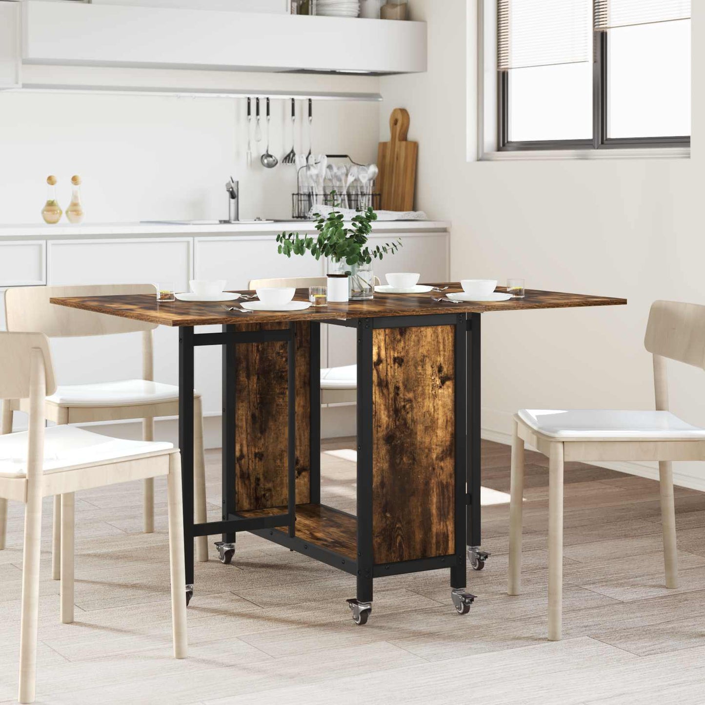 Tavolo da pranzo pieghevole con ruote 130 x 80 x 76,5 cm | homemem39