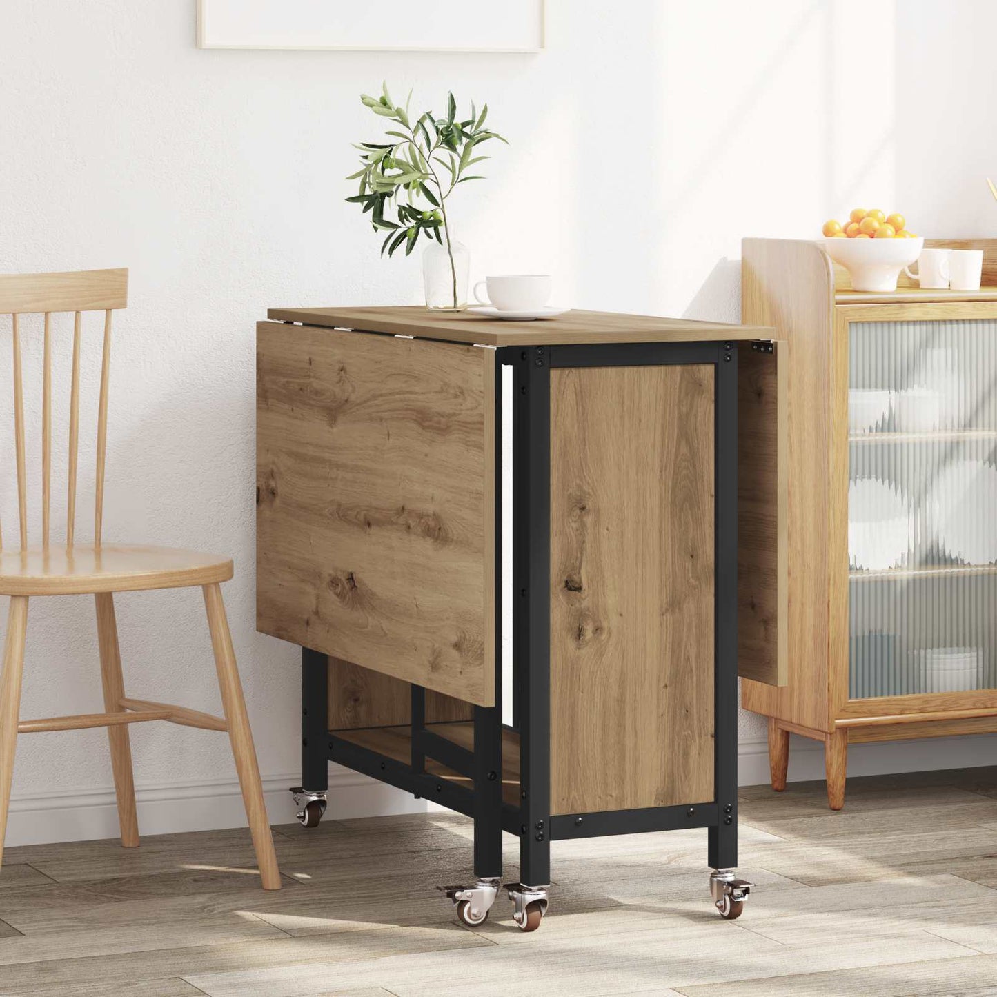 Tavolo da pranzo pieghevole con ruote 130 x 80 x 76,5 cm | homemem39