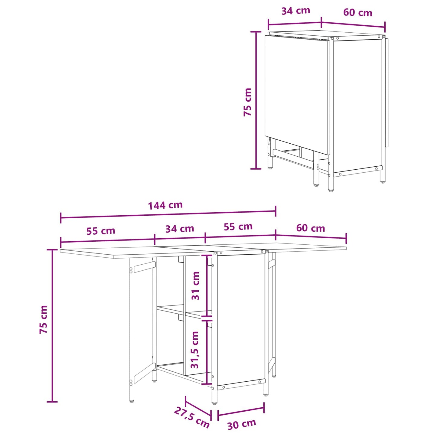 Tavolo da Pranzo 144 x 60 x 75 cm Legno ingegnerizzato | homemem39