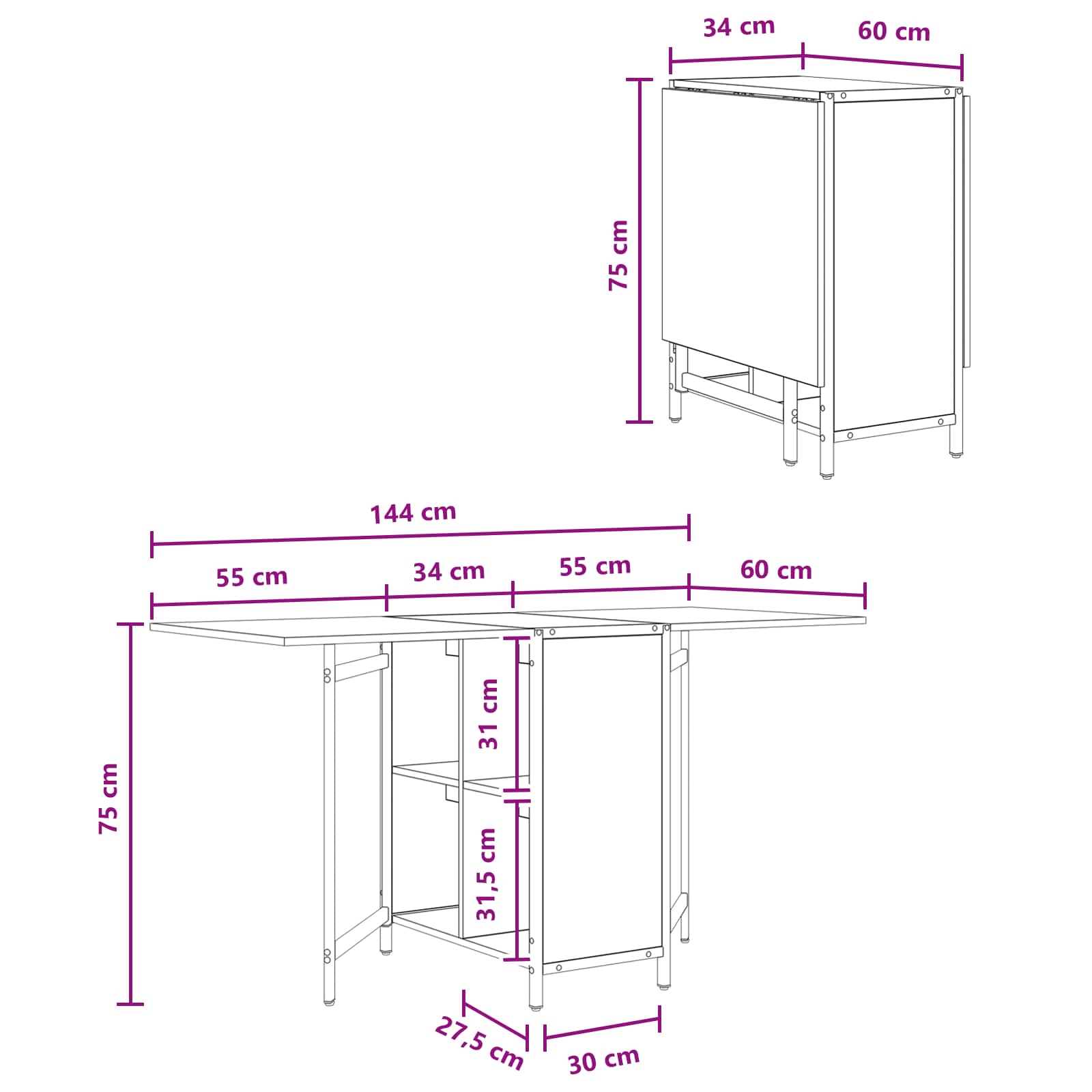 Tavolo da Pranzo 144 x 60 x 75 cm Legno ingegnerizzato | homemem39