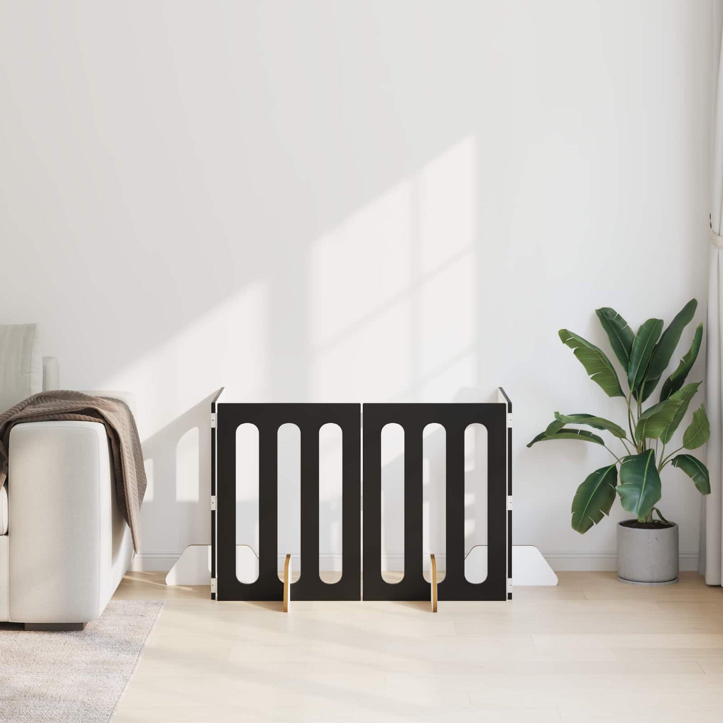 Recinto pieghevole per animali 4 pcs Rovere Nero | homemem39