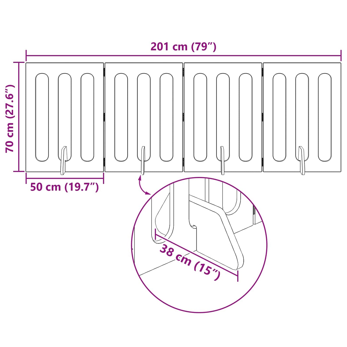 Recinto pieghevole per animali 4 pcs Rovere Nero | homemem39