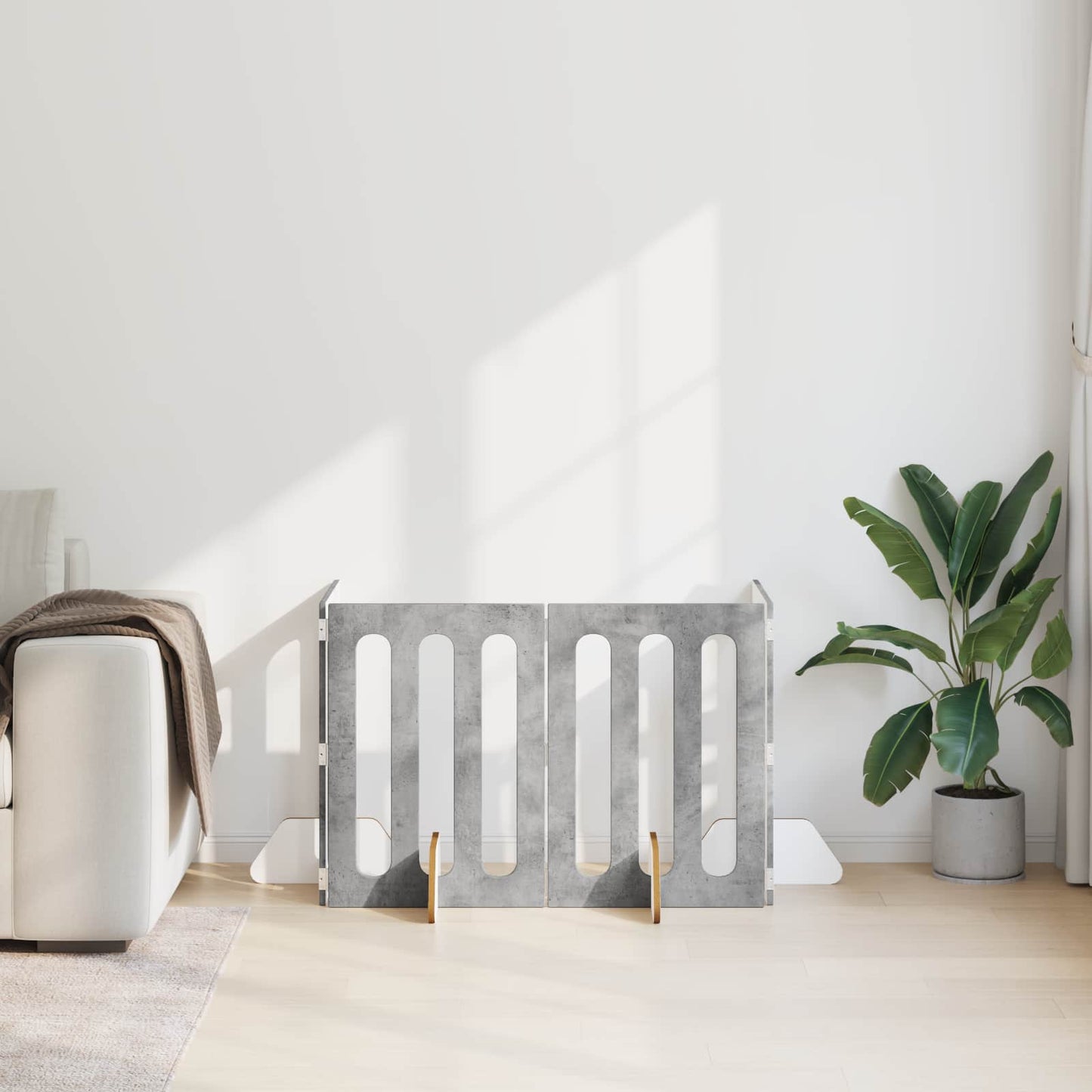 Recinto pieghevole per animali 4 pcs Grigio Cemento | homemem39